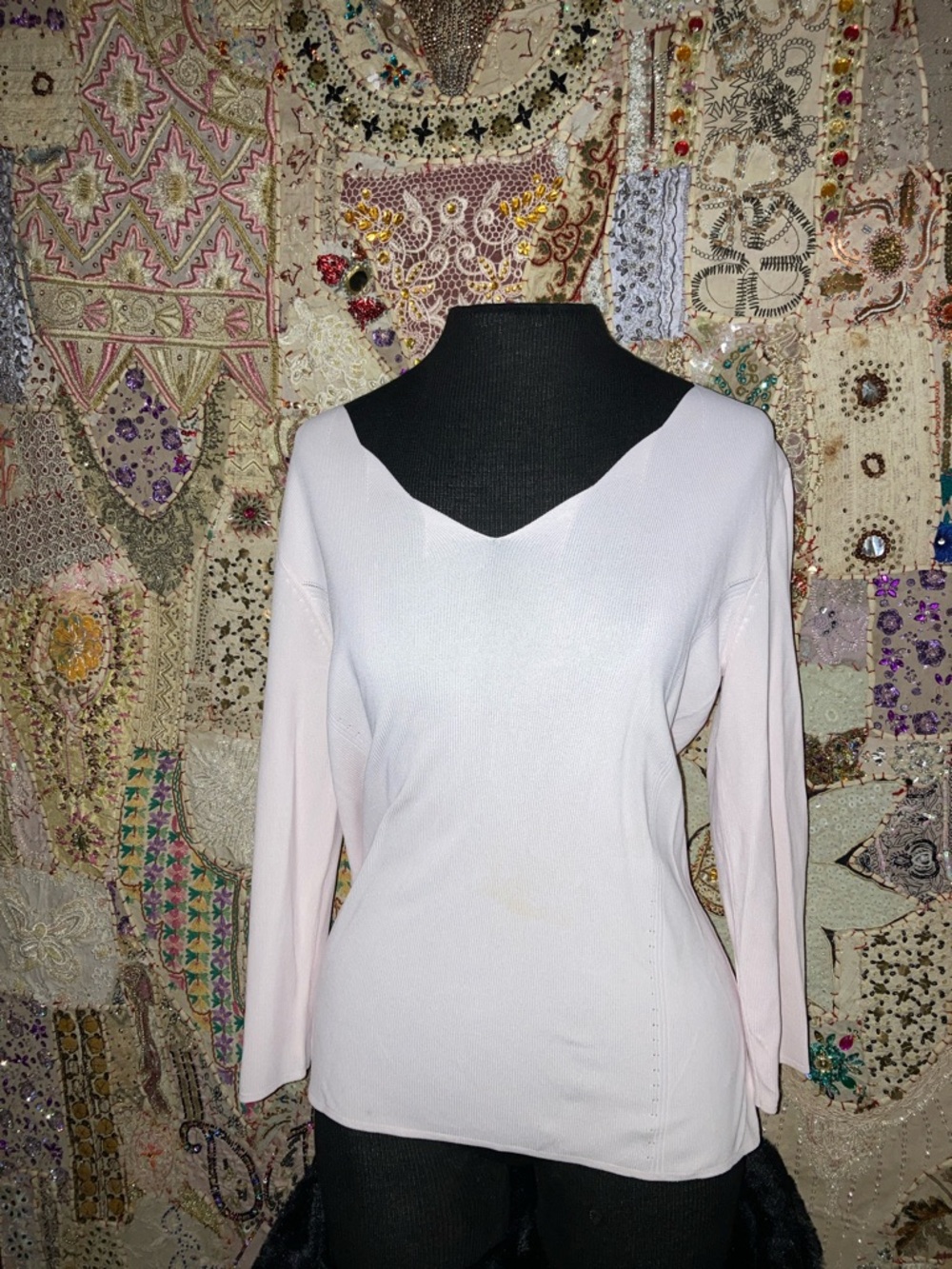 Designers Originals Light Pink V-Neck Long Sleeve Top
